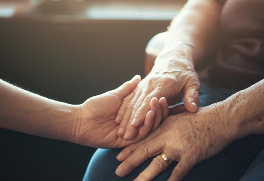 Junge Hand hält alte Hand